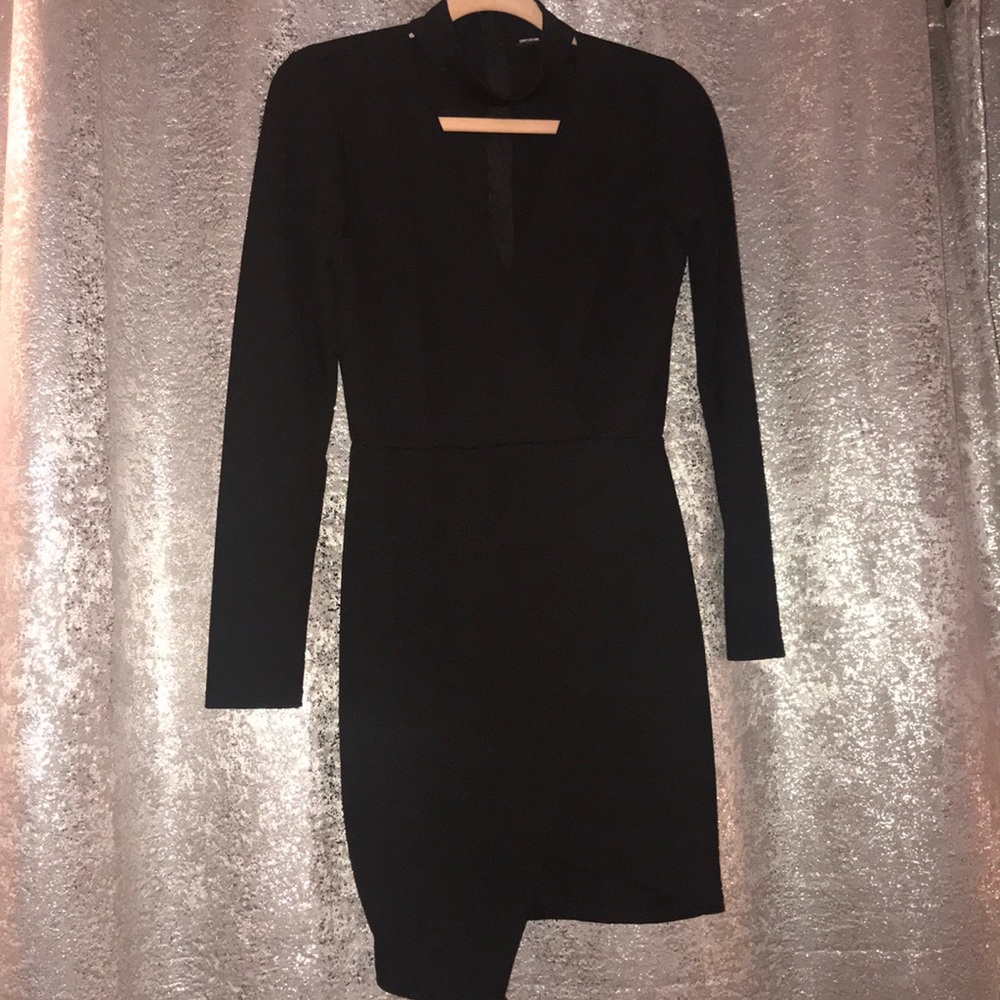 Black club dress with neck detail